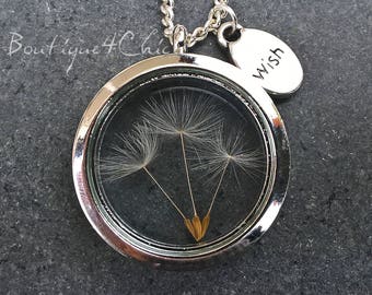 Wish Necklace, Friendship Necklace, Best Friend Gift, Locket, Dandelion Necklace, Gift for Her, Pusteblume Kette