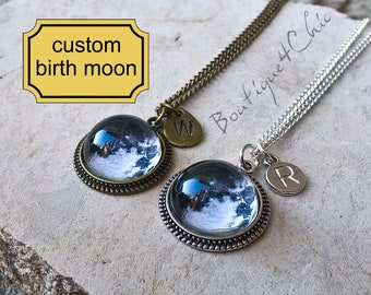 Moon Necklace, Birth Moon necklace, Personalized Moon Phase Necklace, full moon Pendant, Personalized Birthday Gift