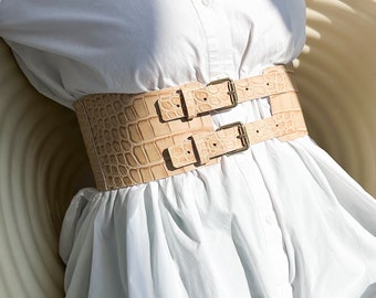 Under bust leather corset, Corset dress belt, Leather corset, Plus size corset, Tan leather belt
