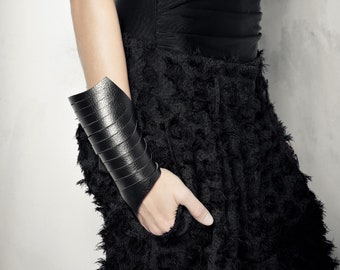 Black Leather Cuff Bracelet: Handmade Italian Leather Jewelry