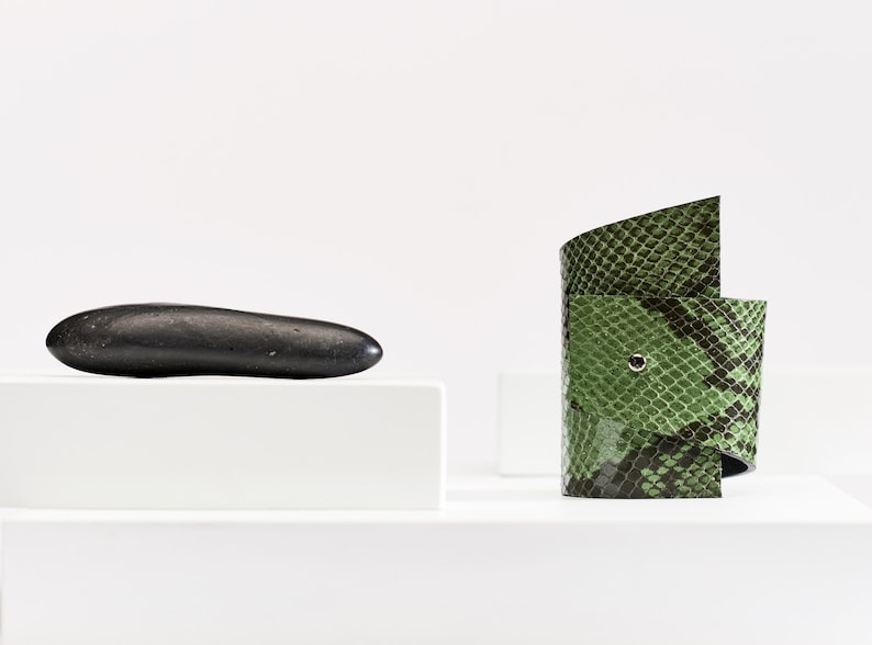 Green Snake Cuff Bracelet Luxury Leather Bracelet Animal Etsy