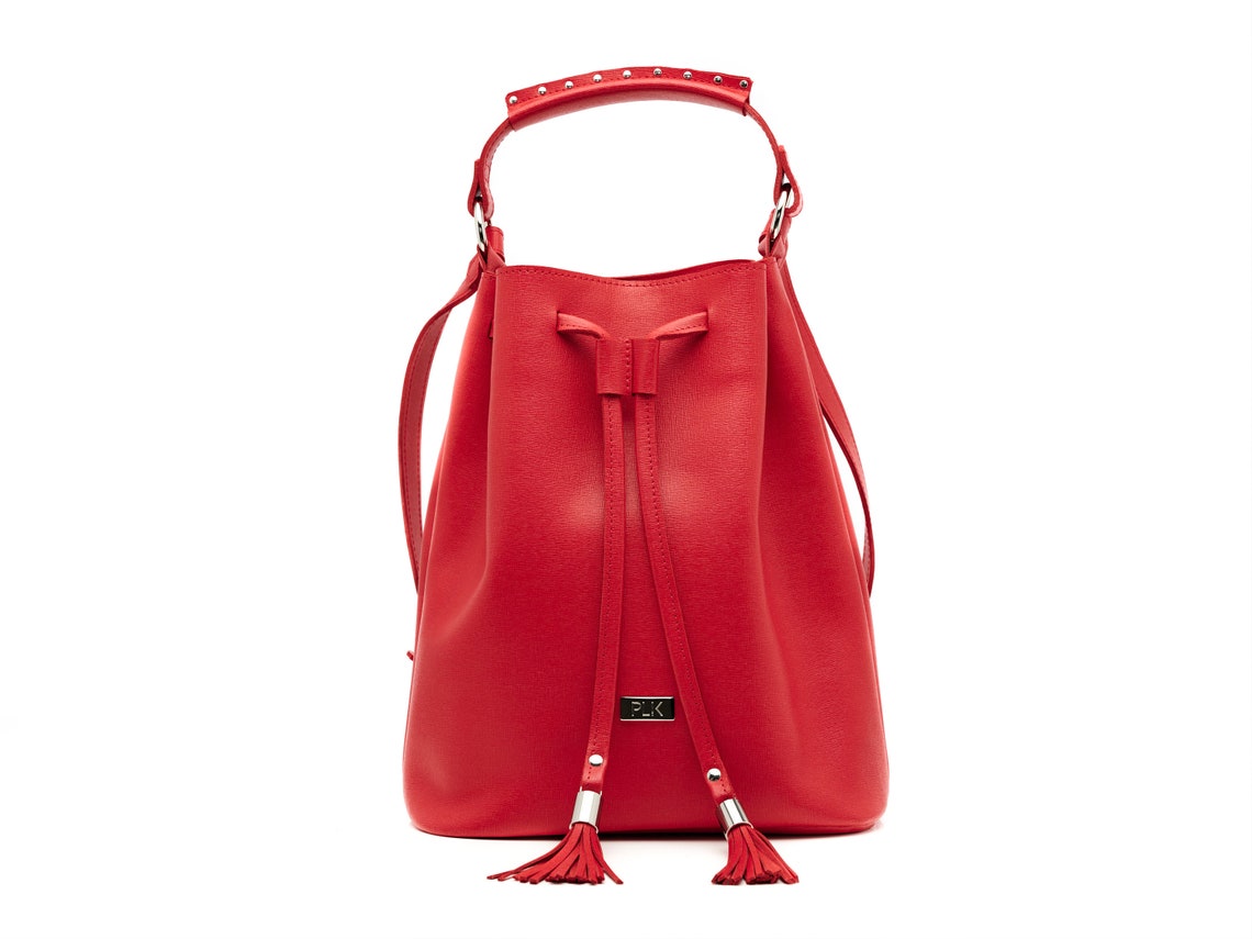 Luxury Bucket Bag Boho Bagleather Bucket Bag for Women Red Etsy