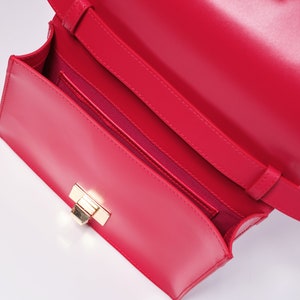 Leather Belt and Crossbody Bag, Fanny Pack for Women, Red Belt Bag, Leather Day to Evening Purse Clutch Bag image 5