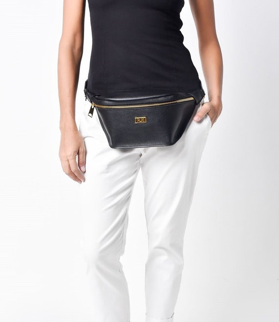 black designer fanny pack