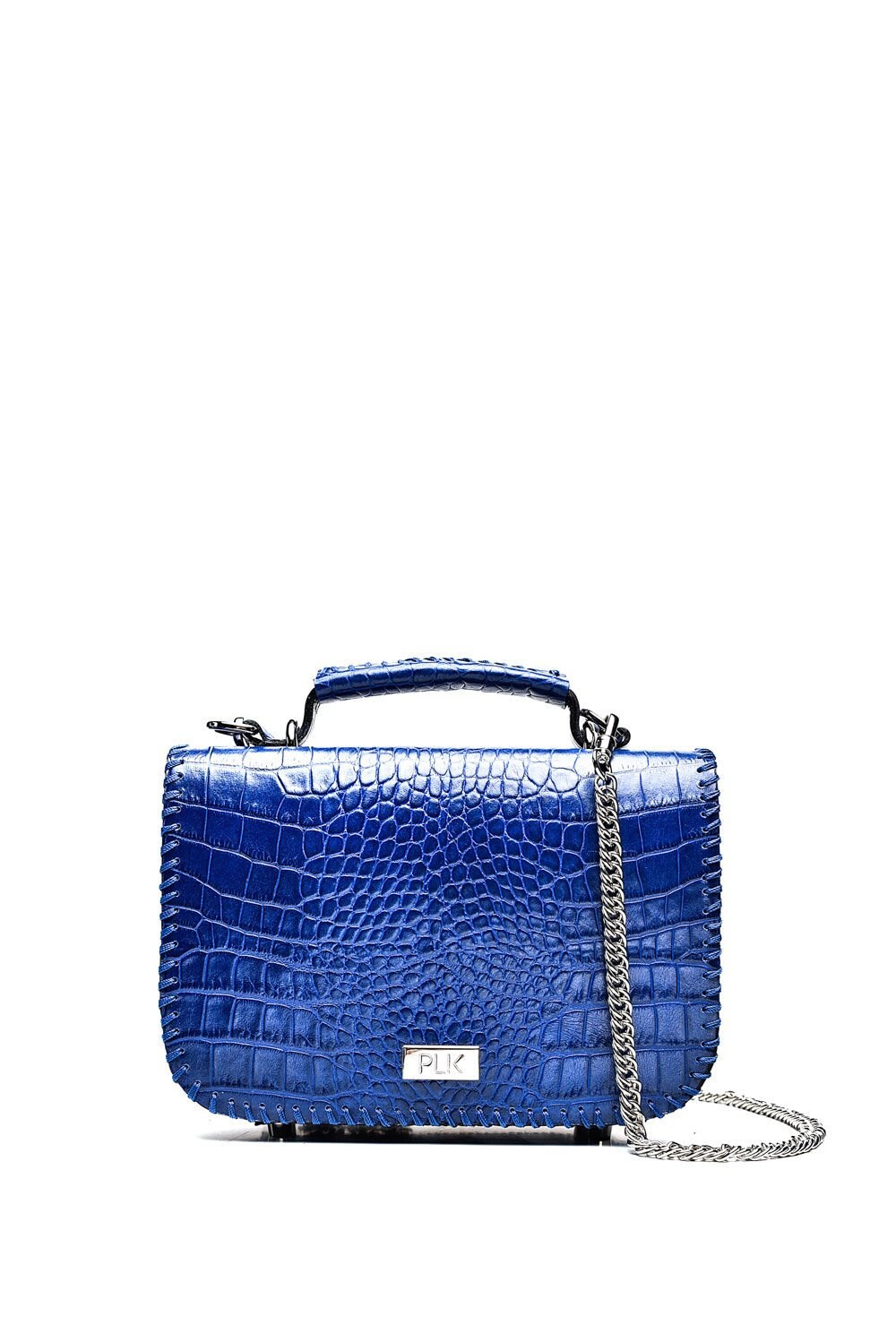 cobalt blue leather handbag