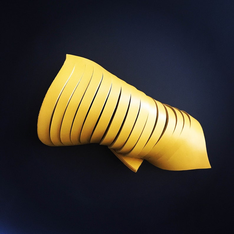 Yellow Leather Bracelet Leather Wrist Cuff Extravagant Etsy