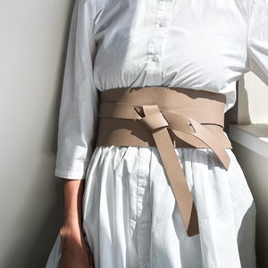 Obi Belt, Wrap Belt, Tie Belt, Women Obi Belt, Genuine Leather Waist Belt, Wide Corset Obi Belt, Dress Corset Obi Belt