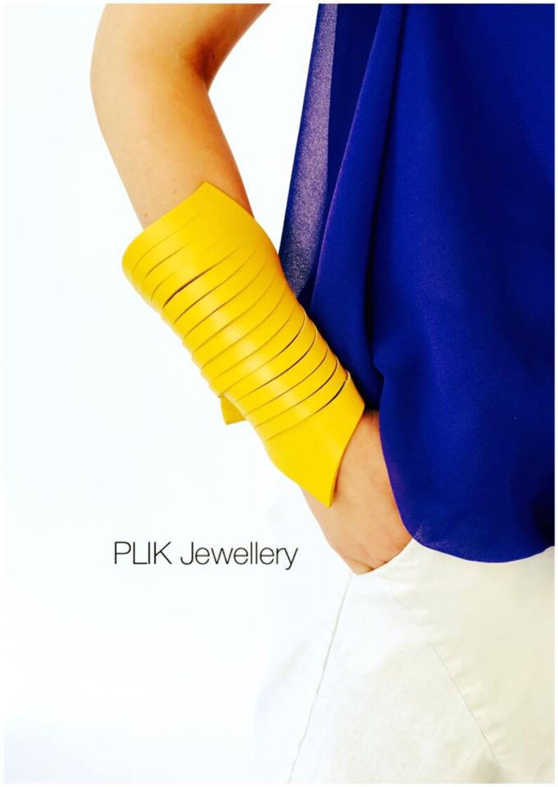 Yellow Leather Bracelet Leather Wrist Cuff Extravagant Etsy