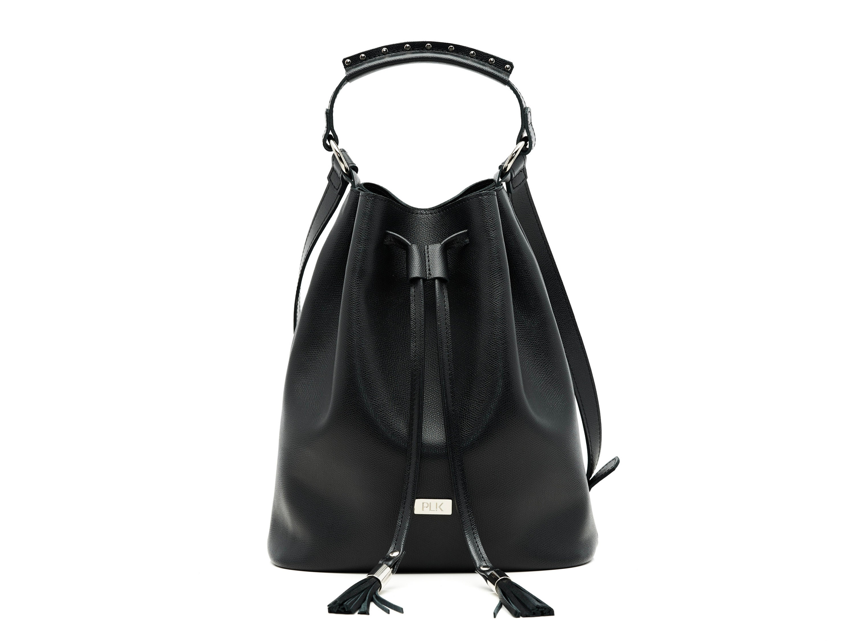 Seclusion Women's Black Leather Bucket Bag