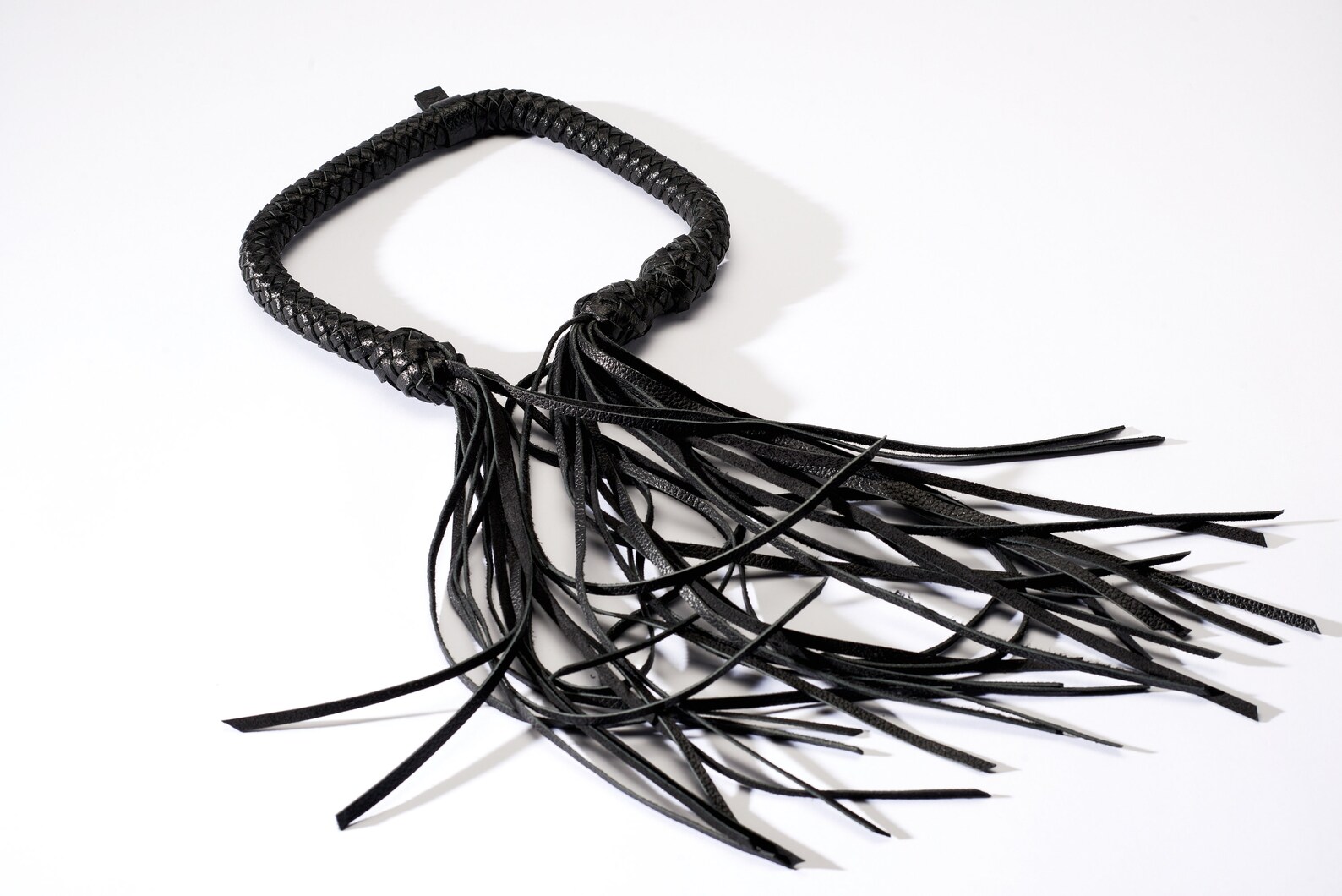 Leather Necklace Black Leather Necklace Modern Necklace Etsy