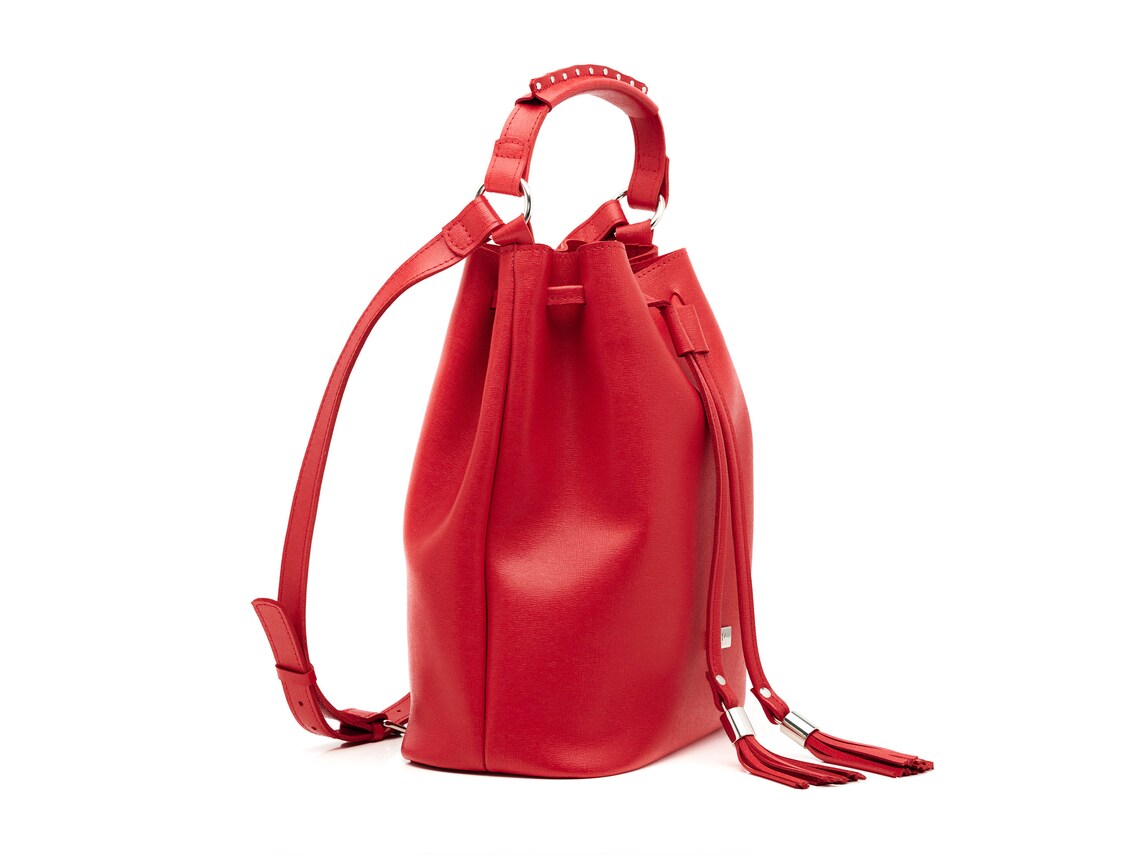 Luxury Bucket Bag Boho Bagleather Bucket Bag for Women Red Etsy