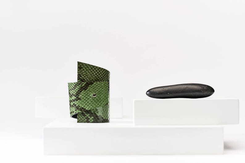Green Snake Cuff Bracelet Luxury Leather Bracelet Animal Etsy