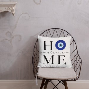 Home Throw Pillow, Greek Pillow, Evil Eye Pillow