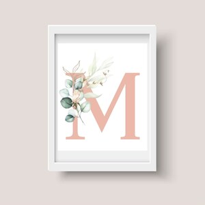 Digital personalizado inicial, carta personalizada, monograma de acuarela, decoración de pared del dormitorio, artículo más popular, descarga digital, regalo de baby shower