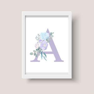 Inicial personalizada DIGITAL, carta personalizada, monograma aquarela, decoração de parede de quarto, item mais popular, download digital, presente de chá de bebê