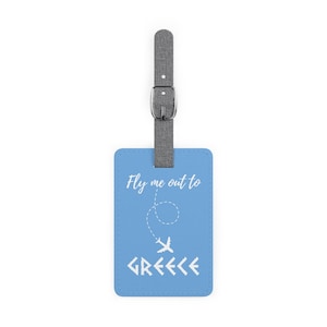 Personalized Greece Saffiano Luggage Tag, Luggage Tags, Vacation Luggage Tags, Greek Vacation