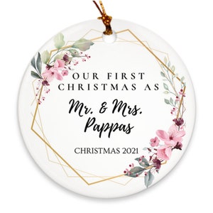 Double Sided Personalized Christmas Ornament, Christmas Porcelain Ornament, First Christmas, Christmas 2021, Personalized Ornament