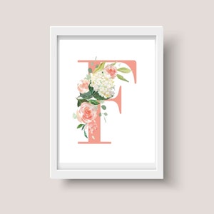 Digital personalizado inicial, carta personalizada, monograma de acuarela, decoración de pared del dormitorio, artículo más popular, descarga digital, regalo de baby shower