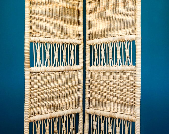 Vintage Bamboo Rattan Room Divider Screen Etsy