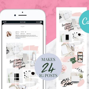 Instagram Puzzle Canva Template, 24 Days of Instagram Content, Social Media Templates, Instagram, Instagram Marketing, Instagram Branding
