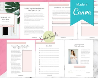 Reines Workbook Template + Checklist Template, CANVA Template für Opt In, Abonnenten Magnet, Lead Magnet für Blogger, Lead Magnet Template