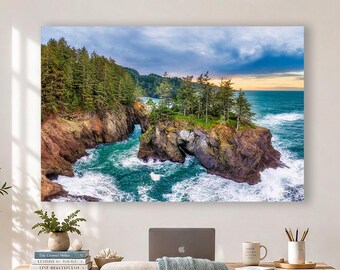 Ocean Artwork, Oregon Coast Rocky Shoreline Photography for Living Room