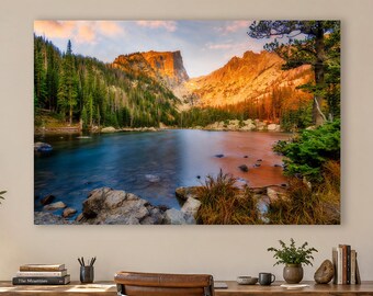 Mountain Artwork, Dream Lake Serene Nature Art, National Park Decor