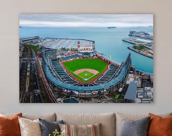 Baseball Stadium Wall Art for Game Room, Oracle Park San Francisco Giants Waterfront View