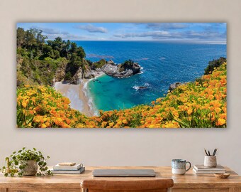 Ocean Artwork, McWay Falls Big Sur Coastal Wall Art for Bedroom