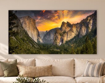 Yosemite Wall Art, Tunnel View Sunrise Landscape Photography for Living Room