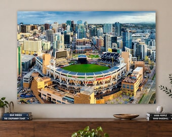 San Diego Padres Baseball Wall Art for Man Cave, Petco Park Urban Cityscape