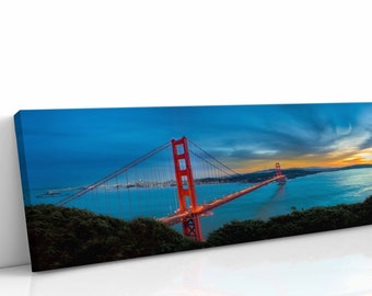 Golden Gate Bridge Panoramic Wall Art, San Francisco Print in Metal, Canvas, and Paper