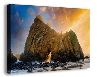 Pfeiffer Beach Big Sur California Coastline Ocean Picture, Keyhole Arch Nature Photo Canvas