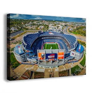 Denver Broncos Football Stadium | Mile High Stadium Denver Colorado Skyline Print | Sports Decor, Man Cave Art