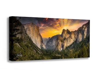 Yosemite National Park Mountain Picture, Panorama Nature Photo Bohemian Relaxation Artwork for Meditation
