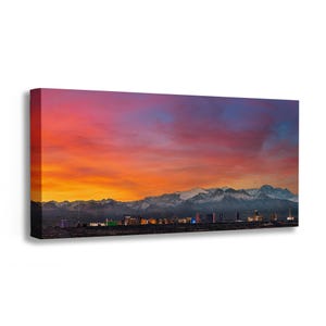Decoración de pared panorámica del horizonte del Strip de Las Vegas, impresión artística de Nevada con atardecer en el desierto sobre papel premium, aluminio o lienzo.