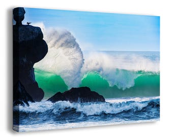 Crashing Wave Morro Bay California Coastline Ocean Picture Nature Photo, Relaxation Artwork Canvas