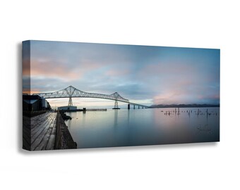 Astoria-Megler Bridge Picture, Oregon Coast Ocean Photo, Pacific Northwest Canvas Relaxation Decor