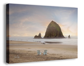 Cannon Beach Oregon Coast Ocean Picture Nature Photo, Haystack Rock Canvas Wall Art