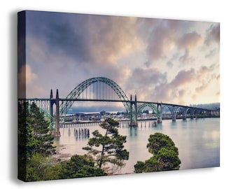 Alsea Bay Bridge Picture, Waldport Oregon Coast Ocean Photo, Pacific Northwest Canvas Relaxation Decor