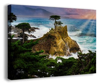 Lone Cypress Monterey Bay California Coastline Ocean Picture Nature Photo Relaxation Artwork Canvas