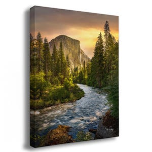 Yosemite Valley Wall Art, National Park Gift, 3 Piece Wall Art Large Panoramic Art Nature Photo in Paper, Canvas, and Metal