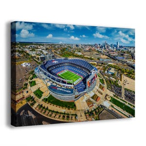 Denver Broncos Football Stadium | Mile High Stadium Denver Colorado Skyline Print | Sports Decor, Man Cave Art