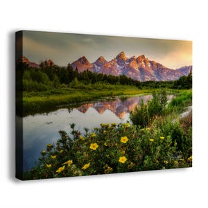Grand Teton Country Wanddekor, Wyoming National Park Berglandschaft Foto mit der Spiegelung im Snake River
