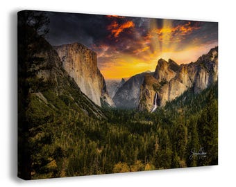 Tunnel View Yosemite National Park Mountain Picture Nature Photo Relaxation Artwork for Mediation, Office, & House Decor