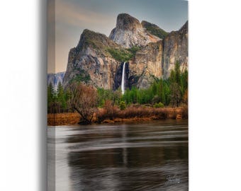 Yosemite National Park Waterfall Mountain Picture Nature Photo Bohemian Relaxation Artwork for Meditation