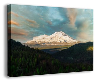 Mount Shasta California Mountain Picture Nature Photo, Bohemian Relaxation Artwork for Meditation