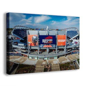 Denver Broncos Football Stadium | Mile High Stadium Denver Colorado Skyline Print | Sports Decor, Man Cave Art
