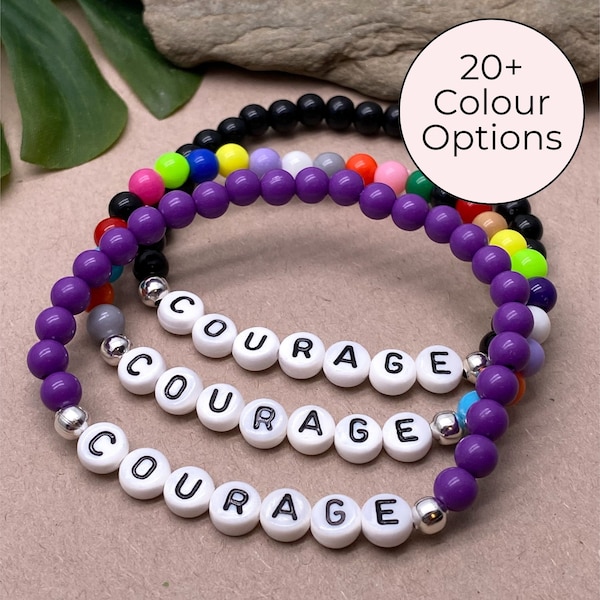COURAGE Bracelet, Inspiring Bead Bracelet, Beaded Courage Bracelet, Confidence Bracelet, Acrylic Bead Bracelet, Gift Idea For Her
