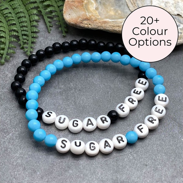 SUGAR FREE Bracelet  Beaded Keto Bracelet, Low Carb Bracelet, Awareness Bracelet, Acrylic Bead Bracelet, Diabetes Carnivore LCHF No Sugar